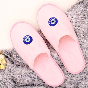 Zapatilla de hotel de algodón con estampado personalizado Coral, logotipo bordado, accesorios de viaje, comodidades desechables para hotel, fácil eliminación - Product Image 5