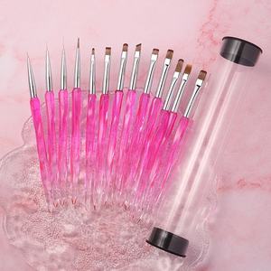 Nouveau cristal violet Nail Art pinceaux grand carré rond peinture stylo ongles Liner brosse ongles brosse ensemble - Product Image 1