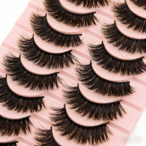 Nouvelles 10 paires de <span class=keywords><strong>faux</strong></span> <span class=keywords><strong>cils</strong></span> 3D en fourrure de vison synthétique, naturels, moelleux, doux, épais, pour un maquillage spectaculaire - Product Image 1