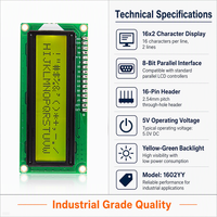 Module LCD STN 1602YY personnalisé en direct d'usine, affichage à caractères 16x2, rétroéclairage LED jaune-vert, 2,7 pouces, à trous traversants, AIP31066