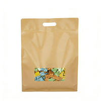 Sac en papier kraft avec fenêtre et logo personnalisé, écologique, réutilisable, pour l'emballage de noix et de snacks, impression numérique