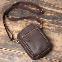 Sac à bandoulière vintage personnalisé en cuir véritable pour homme et femme, sac banane en cuir de vachette givré, pochette multifonctionnelle pour téléphone à porter en travers du corps