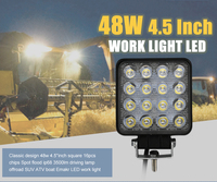 Luz de Trabajo LED Cuadrada de 4 Pulgadas y 48W, IP68 Impermeable, 12-24V, Lámpara de Conducción Todoterreno para Camioneta, Jeep, 4x4, SUV, ATV, Auto, con Certificación CE
