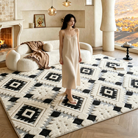 Tapis de sol en fausse fourrure de cachemire doux à couverture intégrale, durable, avec motif jacquard simple pour la décoration du salon, du canapé, de la chambre et de la zone de travail
