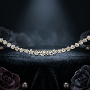 Bezel Set Lab Grown Diamond Tennis <b>Choker</b> Necklace Solid Gold Luxury Women's Jewelry Brilliant Cut Fancy Color Filled Diamonds - Product Image 1