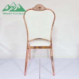 Silla de Banquete de Acero Inoxidable Duradera de Lujo Wayon, Color Oro Rosa, Silla de Comedor de Metal Europea con Respaldo Yuanbao para Sala de Estar de Villa - Product Image 3