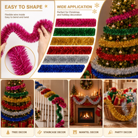 Guirlande de Noël colorée en PE épais, ruban métallique pour arbre, porte, fenêtre, fête, décoration de vacances, fournisseur en gros