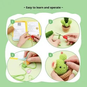 Kit <span class=keywords><strong>de</strong></span> crochet Amigurumi DIY pour débutants avec motif <span class=keywords><strong>de</strong></span> poupée d'animal mignon, instructions en anglais et tutoriels vidéo - Product Image 4