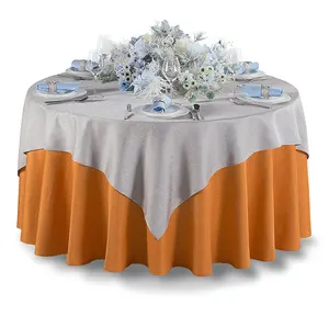 Gold Tables and Chairs PVC Flying Catkins Cotton Gauze 120 Round Tablecloth For Christmas Wedding Banquet Restaurant Party