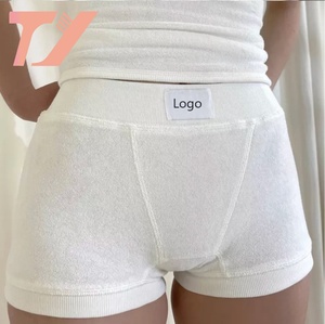 Custom logo <strong>Summer</strong> Loungewear Suit Beach Terry Towel White 2 Piece Short Set tank Top and Boxer Short Sets for Women - Product Image 6