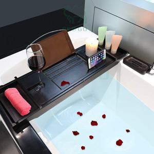 Élégant, le plateau de baignoire le plus vendu Caddy de baignoire en bambou de qualité supérieure avec côtés extensibles Plateaux de bain avec porte-vin et porte-livre - Product Image 4