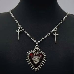 Gothic Vampire Bat Pendant Necklace Halloween Jewelry Accessories for Women Men Blood Crystal Thorn Paganism Witch <b>Choker</b> Chains - Product Image 2