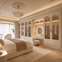 Armoires de toilette françaises sur mesure, panneaux de porte cintrés, placards principaux, solution de mobilier complet pour la maison, OEM