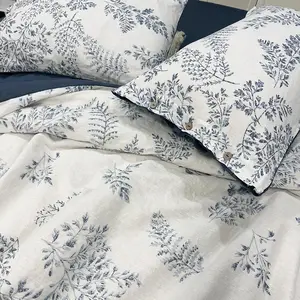 QDTEX Factory Sale Digital Print French Linen 100 Duvet Covers Natural stone washed Linen Queen Bedsheets Bedding