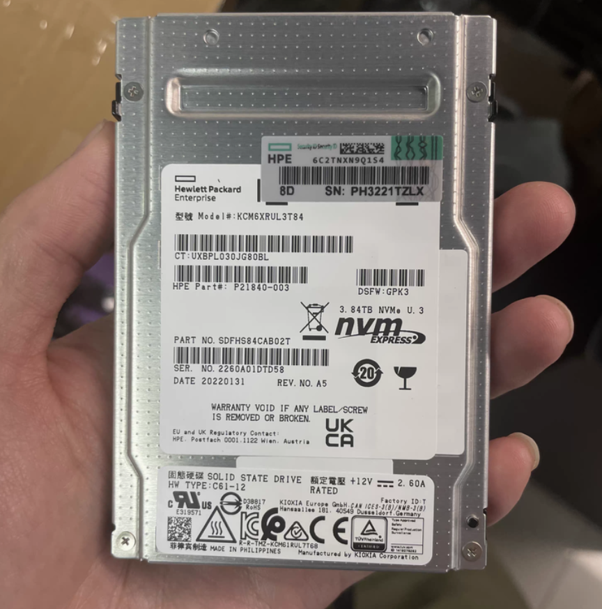 For HPE U.3 CM6 12.8T SSD 3.84TB Server Storage - New, Internal