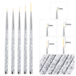 Lot de 5 pinceaux à ongles en céramique blanche avec manche acrylique, transparents, pour peinture, dessin et détails, outils de manucure et nail art en gros - Product Image 3
