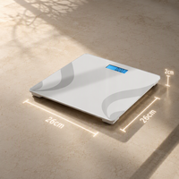 Balance de salle de bain numérique haute précision 180 kg, verre trempé blanc, écran LCD rétroéclairé bleu pour pesée domestique précise