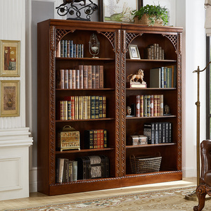 Bibliothèque de luxe en <span class=keywords><strong>bois</strong></span> <span class=keywords><strong>massif</strong></span> de qualité supérieure Cabinet d'étude combiné avec portes Armoire de rangement Étagère de bibliothèque de style européen - Product Image 1