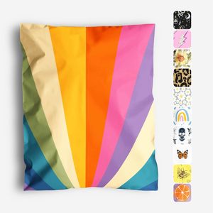 100 Sobres de Poliéster Retro Arcoíris de 10x13 Pulgadas, Bolsas de Envío Autoadhesivas Resistentes al Agua y a Desgarros - Product Image 1