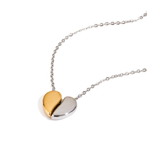 Collier Cœur en Acier Inoxydable Or 18 carats Bicolore Pendentif Unisexe Usage Quotidien JDN0211001-PS - Product Image 1