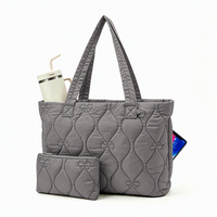 Sac fourre-tout matelassé pour femme, léger, imperméable, en polyester, avec fermeture éclair, compartiments pour ordinateur portable 15,6 pouces, sac esthétique et mignon