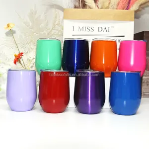 Multicolor Promotional 12oz Double Wall Stainless Steel Egg Shape Travel Mug Colorful Tumbler Cup Beer and Wine Tumbler
