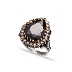 Conception Ottoman pierre de Zircon noir vente en gros, bague en argent Sterling 925 authentique fabriquée à la main turque - Product Image 2