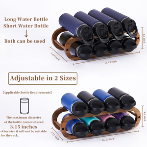 منظم رف نبيذ مخلص مخصص من خشب السنط 2-الطبقة 8-زجاجة قابل للتكديس لتخزين الحفلات - Product Image 4