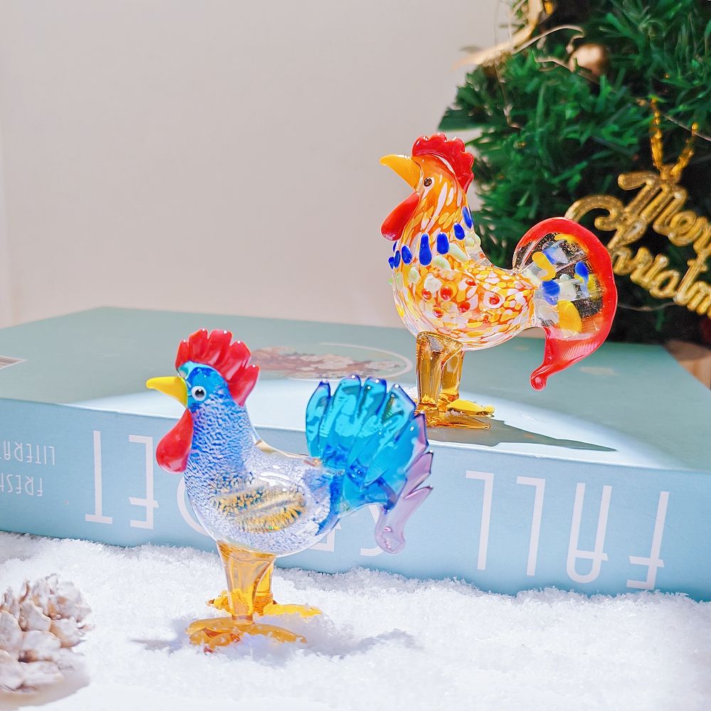 Hand Blown Glass Rooster - Handcrafted Folk Art Decor, image size:1000x1000