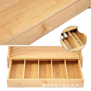 Étagère de rangement de cuisine en bambou à 3 niveaux avec tiroir, organisateur de comptoir multifonction, étagère à épices - Product Image 5
