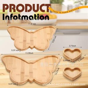 Shijie Wooden Butterfly <b>Snack</b> <b>Tray</b> Set Solid Wood Serving <b>Tray</b> For Party Food Display Decorative <b>Tray</b> - Product Image 4