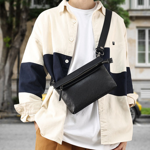 Men's Genuine Leather Crossbody <b>Bag</b> Black Durable Everyday Use - Product Image 2