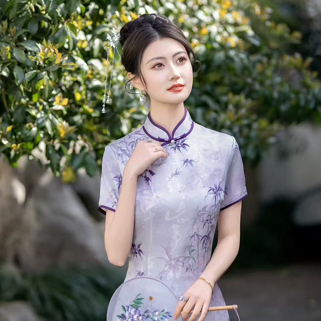 white christmas dresses Lace Mandarin Collar Black Dress – DXJ Cheongsam