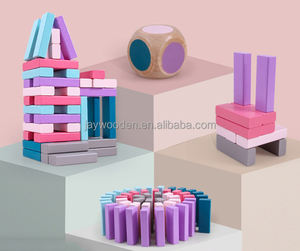 도매 맞춤형 로고 나무 45개 조각 블록 나무 텀블링 타워 클래식 토플 타워 선물 도미노 세트 교육용 장난감 - Product Image 4