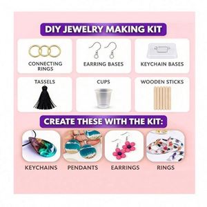 Personalized Jewelry Resin Making Hobby Kit Featuring Crystal Clear Fast Cure Adhesive <b>UV</b> <b>Light</b> Silicone Forms Model Keychain - Product Image 2
