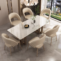 Chaise de salle à manger durable en acier inoxydable haut de gamme avec dossier en cuir délicat et accoudoirs pour la maison, la salle à manger, l'appartement, la villa, le restaurant