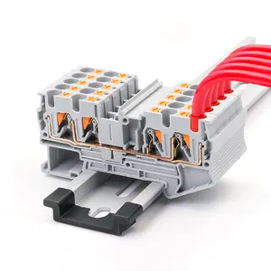 Din Rail Terminal Block PT4-QUATTRO 4 Conductor Push In Spring Screwless Feed Through Terminal Strips Block