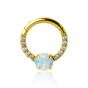 72 giờ Giao hàng bản lề phân khúc vách ngăn piercing đồ trang sức Titanium Opal mũi Nhẫn