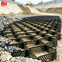 Текстурированный георешетчатый мат из HDPE толщиной 1,6 мм, высота ячеек 60/120 мм для укрепления береговых откосов и защиты от волновой эрозии
