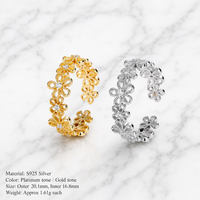 Perhiasan Elegan Perak Sterling S925 Cincin Bunga Dapat Disesuaikan CZ Daisy Floral Wanita Gaya Prancis Grosir