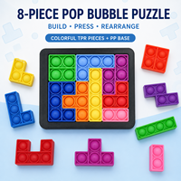 40-Piece TPR Pop Bubble Block Puzzle dengan Alas PP, Mainan Konstruksi Hewan & Alam Warna-warni dalam Kotak Retail