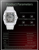 Personalisierte Dynamische Sport-Freizeit Weinfass-Leuchtquarzuhr Modische Transparente Herrenuhr Wasserdicht Großhandel