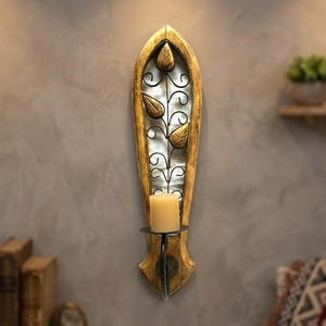 Candelabro de Pared con Diseño de Hojas de Madera y Metal para Decoración Navideña del Hogar y Hoteles - Product Image 3