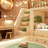 Lit superposé pour enfants Butter Wind, lit double pour petit appartement avec escalier, lit multifonctionnel en bois massif, lit parent-enfant personnalisé