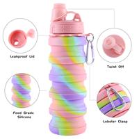 Bouteille d'eau pliable en silicone portable pour le cyclisme, prix d'usine, 500 ml, pour les voyages en plein air, les sports, les boissons