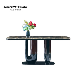 Bàn ăn hình chữ nhật bằng đá cẩm thạch tự nhiên hiện đại, kết hợp thép không gỉ, thương hiệu Centurystone, dùng cho phòng ăn gia đình - Product Image 5