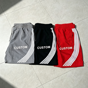 Pantalones Cortos Deportivos para Hombre con Franja Lateral, Estampado de Letras Personalizado, Cintura con Cordón Ajustable, Estilo Casual y Urbano - Product Image 2