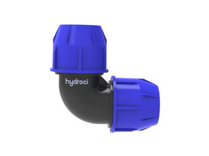 Coude à 90° en PP à compression haute pression, non toxique et écologique pour tuyaux <span class=keywords><strong>PEHD</strong></span> - <span class=keywords><strong>Eau</strong></span> <span class=keywords><strong>potable</strong></span> et irrigation - Product Image 1