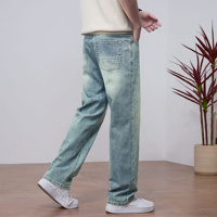 Jeans en coton pur pour hommes, style vintage, coupe droite, en stock, MOQ 3, expédition rapide, vente en gros B2B
