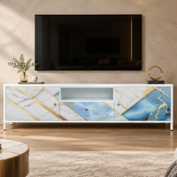 Meuble TV moderne avec rangement, console multimédia de luxe, design en acier, centre de divertissement domestique personnalisé pour salon